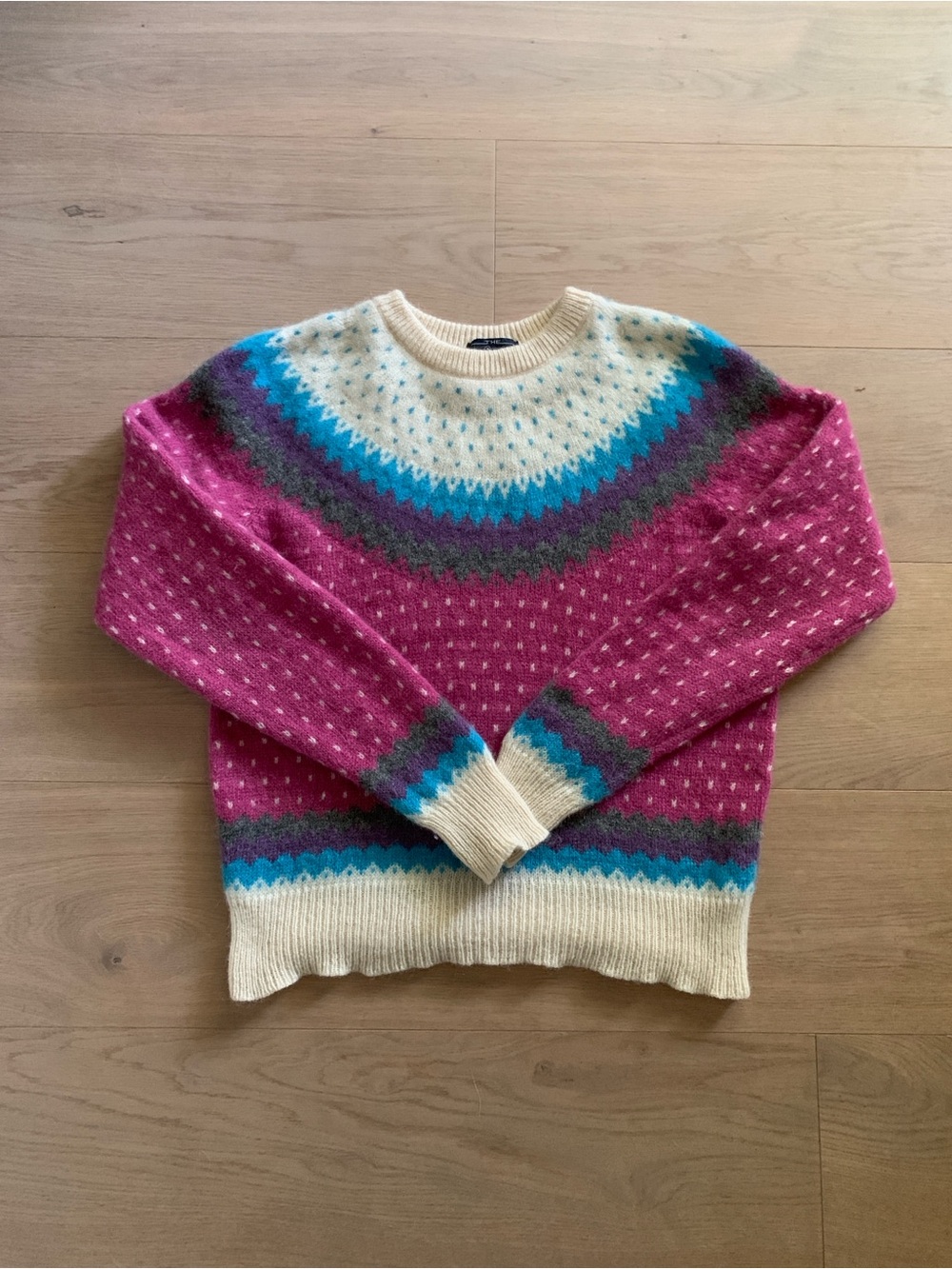 Vintage 80s Woolrich 100% Shetland Wool Nordic Fair Isle Sweater S/M Grandmacore